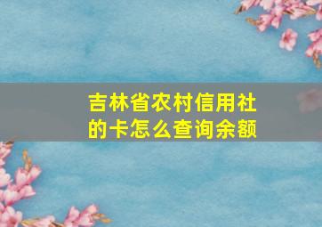 吉林省农村信用社的卡怎么查询余额