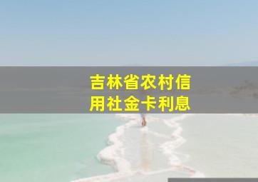 吉林省农村信用社金卡利息