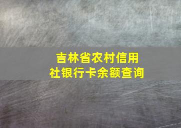 吉林省农村信用社银行卡余额查询