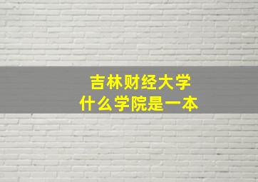 吉林财经大学什么学院是一本