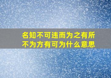 名知不可违而为之有所不为方有可为什么意思