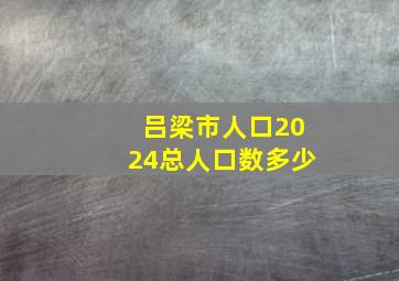 吕梁市人口2024总人口数多少