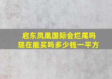 启东凤凰国际会烂尾吗现在能买吗多少钱一平方