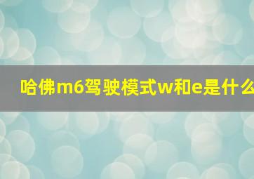 哈佛m6驾驶模式w和e是什么