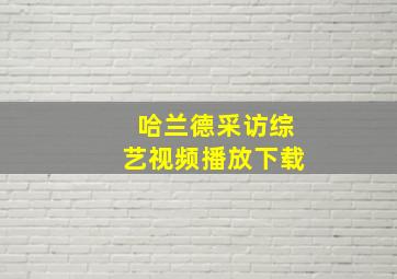 哈兰德采访综艺视频播放下载