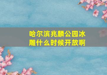 哈尔滨兆麟公园冰雕什么时候开放啊