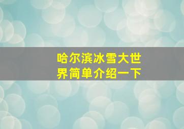 哈尔滨冰雪大世界简单介绍一下