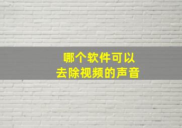 哪个软件可以去除视频的声音