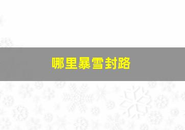 哪里暴雪封路