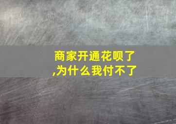 商家开通花呗了,为什么我付不了