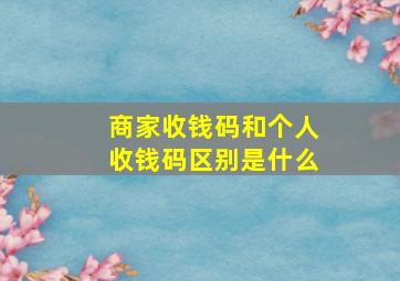 商家收钱码和个人收钱码区别是什么