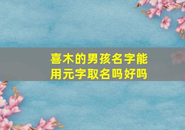 喜木的男孩名字能用元字取名吗好吗