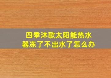 四季沐歌太阳能热水器冻了不出水了怎么办