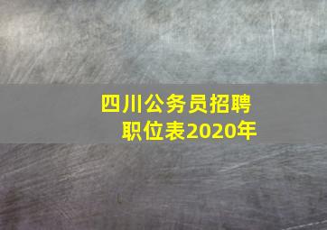 四川公务员招聘职位表2020年