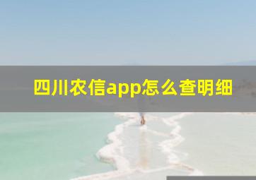 四川农信app怎么查明细