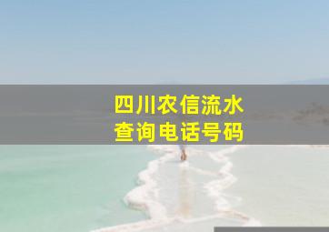 四川农信流水查询电话号码