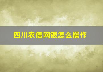 四川农信网银怎么操作