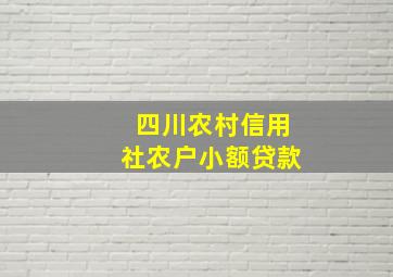 四川农村信用社农户小额贷款