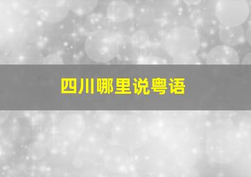 四川哪里说粤语