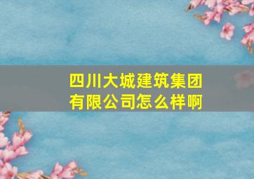 四川大城建筑集团有限公司怎么样啊