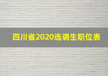 四川省2020选调生职位表