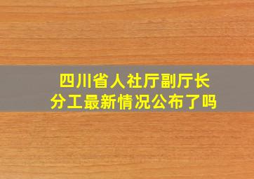 四川省人社厅副厅长分工最新情况公布了吗