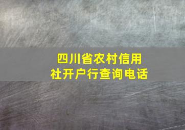 四川省农村信用社开户行查询电话