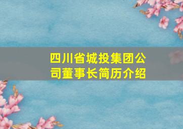 四川省城投集团公司董事长简历介绍