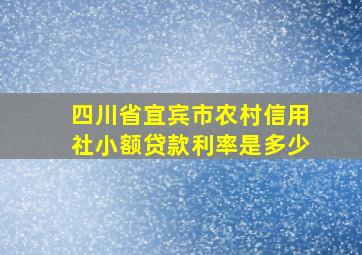 四川省宜宾市农村信用社小额贷款利率是多少