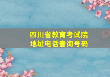 四川省教育考试院地址电话查询号码