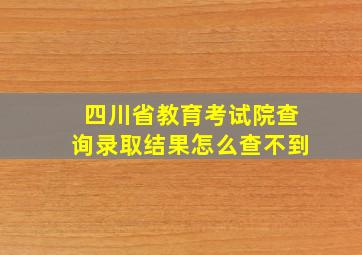 四川省教育考试院查询录取结果怎么查不到