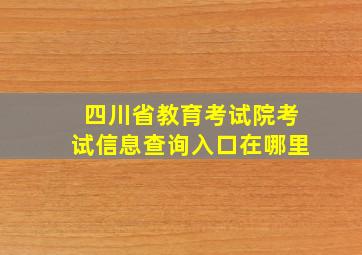 四川省教育考试院考试信息查询入口在哪里