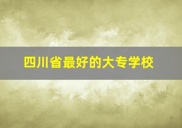 四川省最好的大专学校