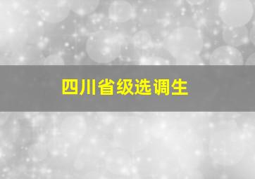 四川省级选调生