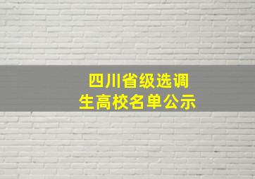 四川省级选调生高校名单公示