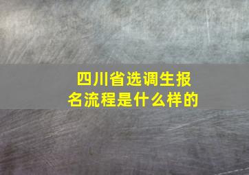 四川省选调生报名流程是什么样的