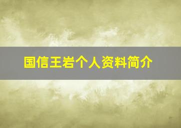 国信王岩个人资料简介