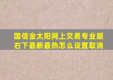 国信金太阳网上交易专业版右下最新最热怎么设置取消