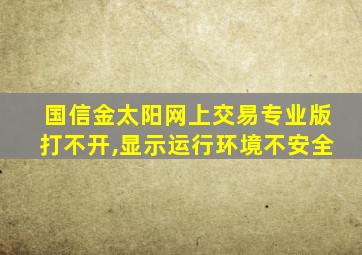 国信金太阳网上交易专业版打不开,显示运行环境不安全