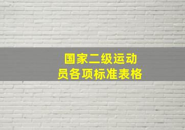 国家二级运动员各项标准表格