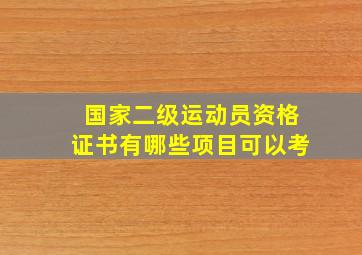 国家二级运动员资格证书有哪些项目可以考