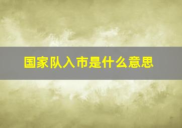 国家队入市是什么意思