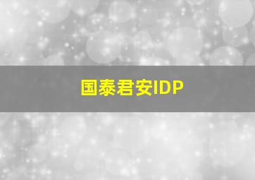 国泰君安IDP