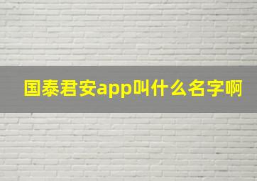 国泰君安app叫什么名字啊