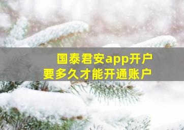 国泰君安app开户要多久才能开通账户