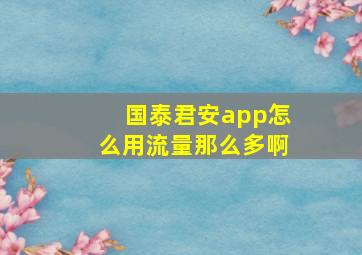 国泰君安app怎么用流量那么多啊