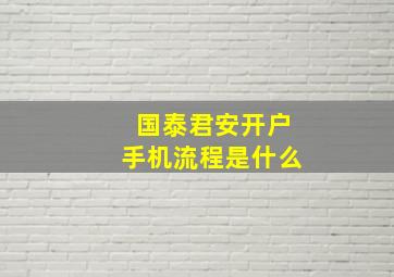 国泰君安开户手机流程是什么