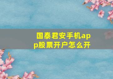 国泰君安手机app股票开户怎么开