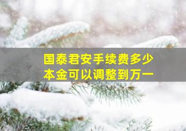 国泰君安手续费多少本金可以调整到万一