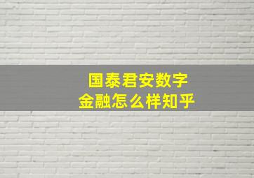 国泰君安数字金融怎么样知乎